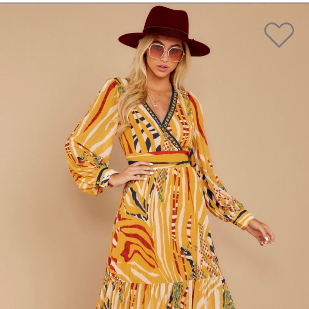 Reason to Flaunt Golden Maxi Red Dress Boutique